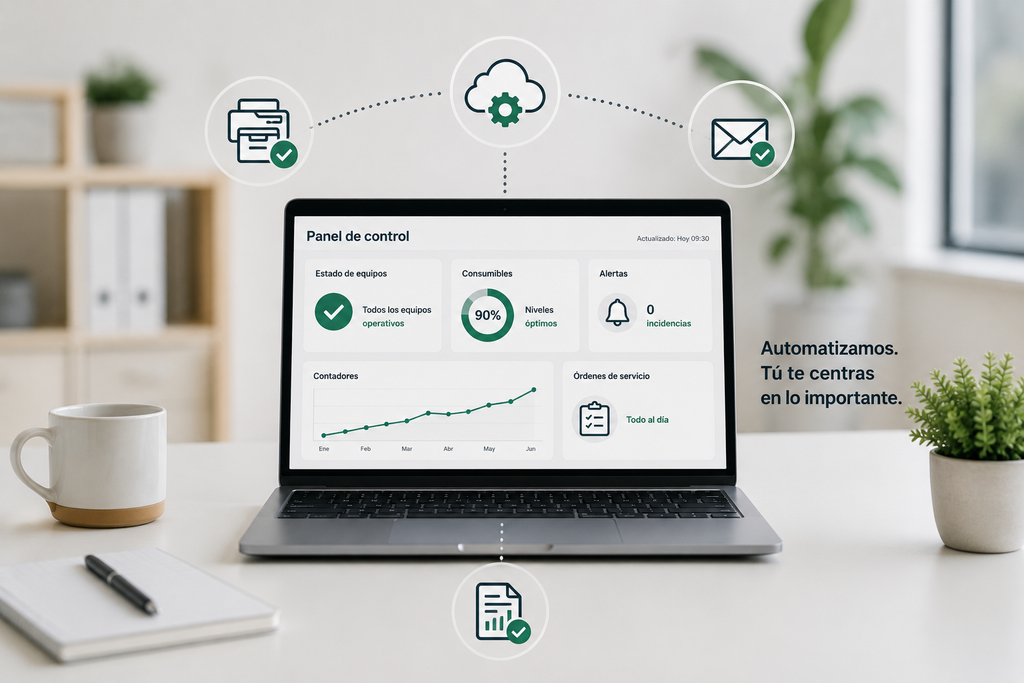 Gestión automatizada y monitorización remota de equipos de impresión